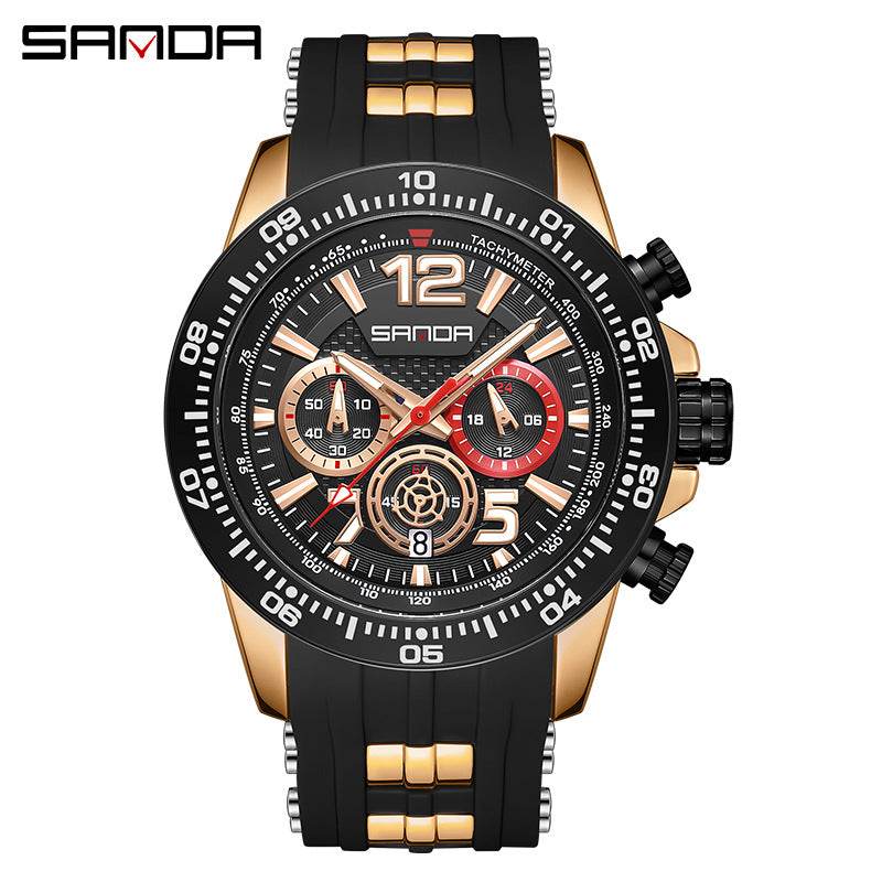 Men's Fashion Three-Eye Six-Pin Waterproof Quartz Watch - Price Value Store