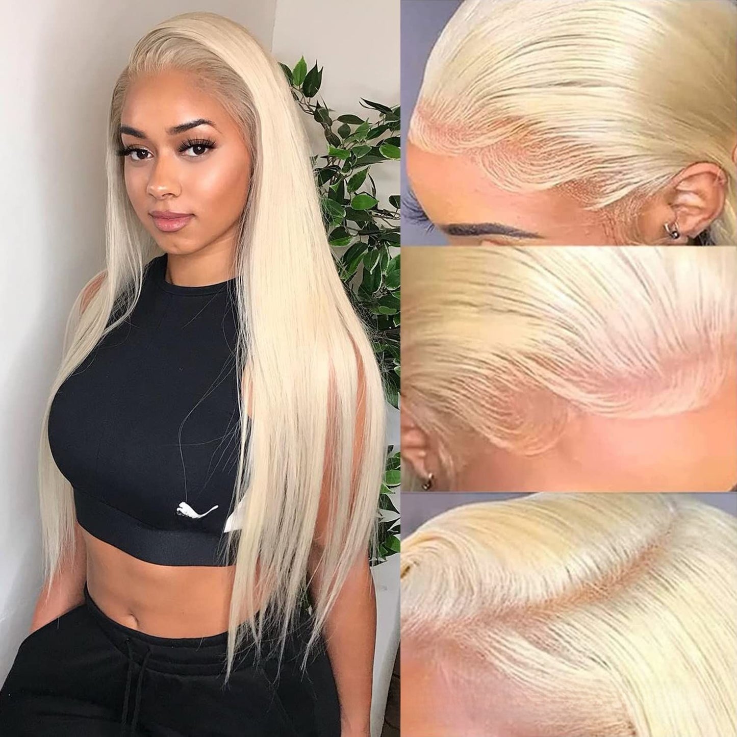White Gold Human Hair Wig with Adjustable Length