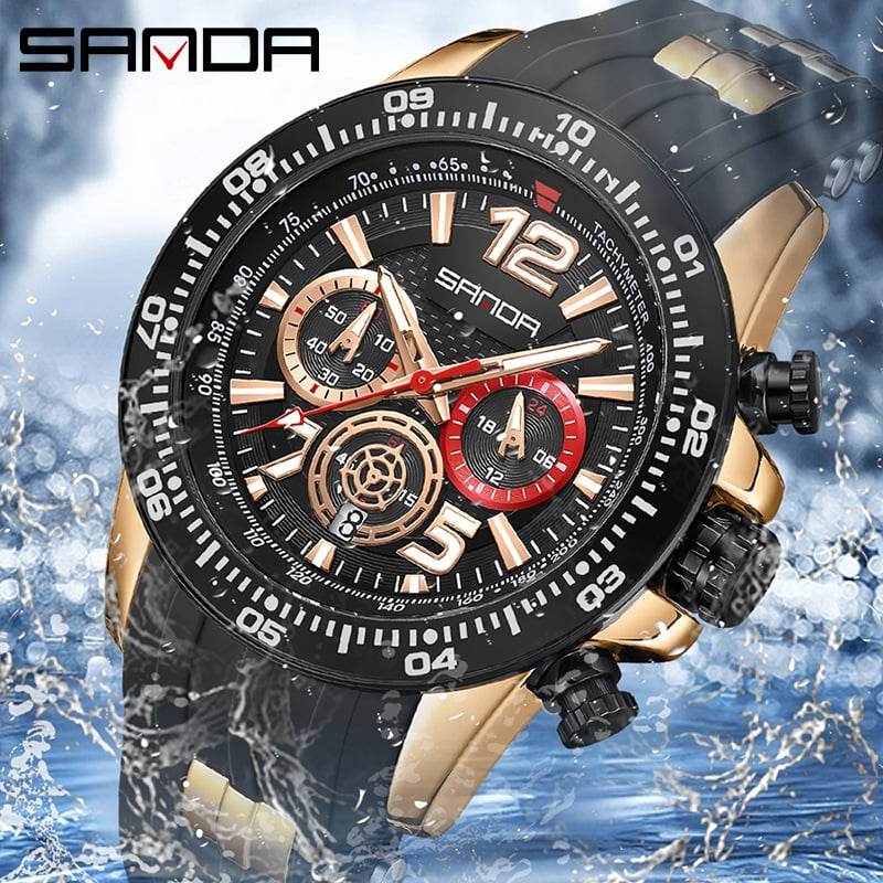 Men's Fashion Three-Eye Six-Pin Waterproof Quartz Watch - Price Value Store
