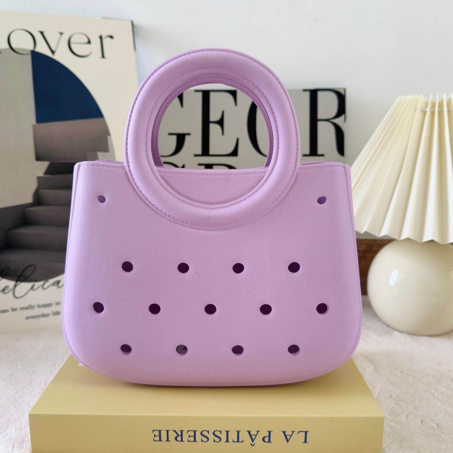 Mini EVA Beach Square Shell Handbag with DIY Hole Pattern - Price Value Store