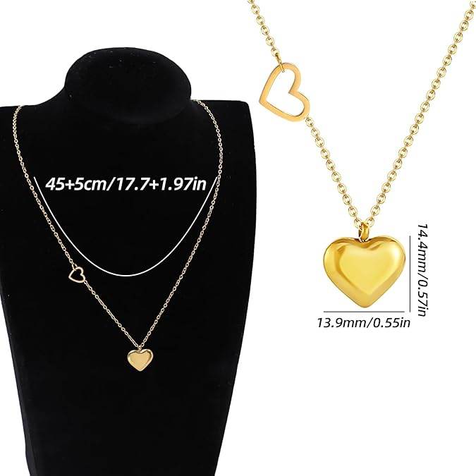 Women's Necklace Full Diamond Delicate Necklace Rose Gold Plated Heart Pendant Necklace with White Zircon Elegant Women's Jewelry Gifts for Anniversaries and Valentine's Day - Price Value Store
