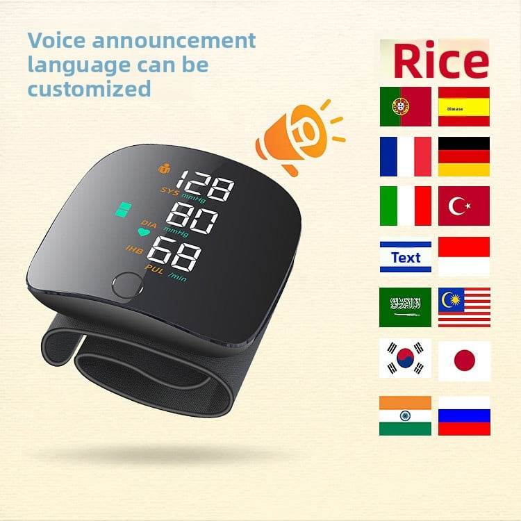 in stock Wrist Voice Blood Pressure Meter Home Electronic Blood Pressure Meter Chinese and English Voice Smart Wrist Blood Pressure Meter - Price Value Store
