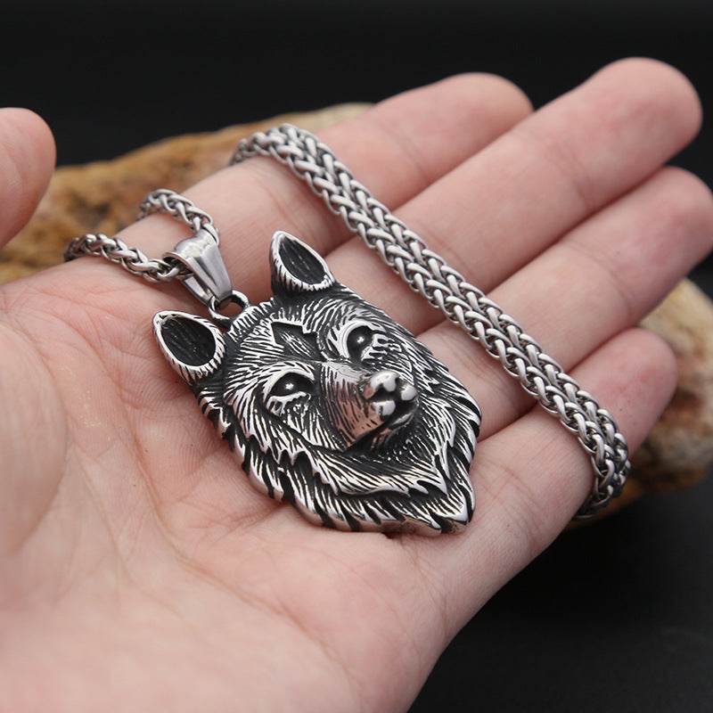 wolf head stainless steel pendant accessories - Price Value Store