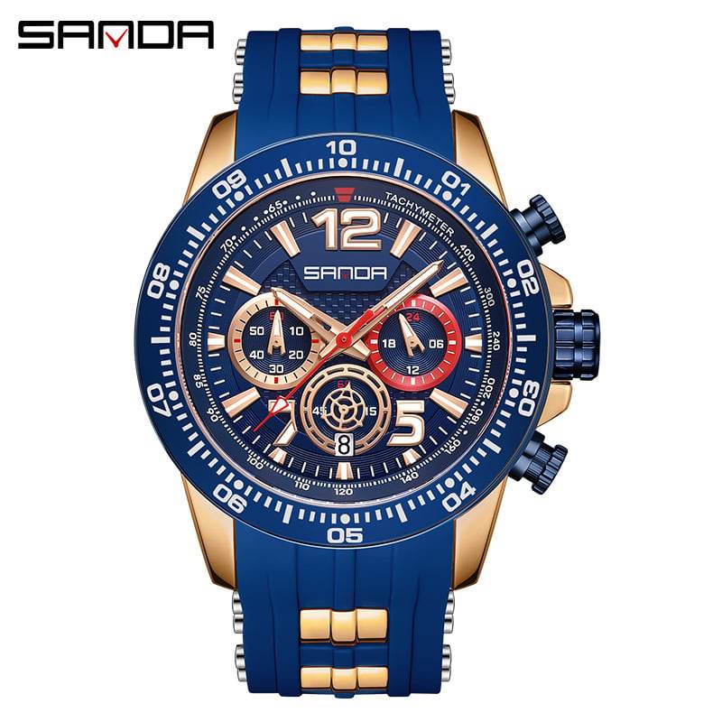 Men's Fashion Three-Eye Six-Pin Waterproof Quartz Watch - Price Value Store