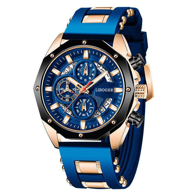 Quartz Men's Watch with Silicone Strap and Automatic Calendar - Price Value Store
