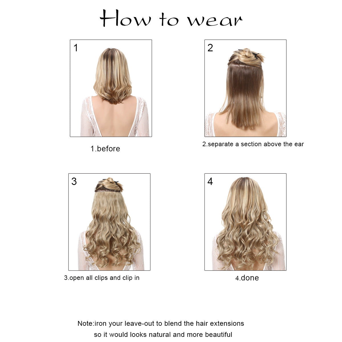 Long Curly Synthetic Hair Extensions with Clips