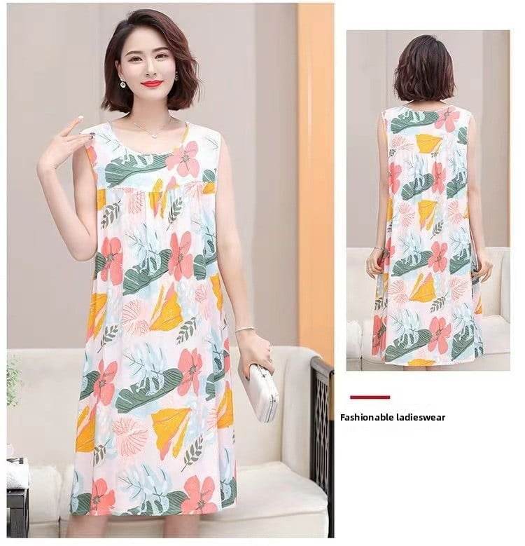 Women's Summer Sleeveless Cotton Silk Nightgown - Price Value Store