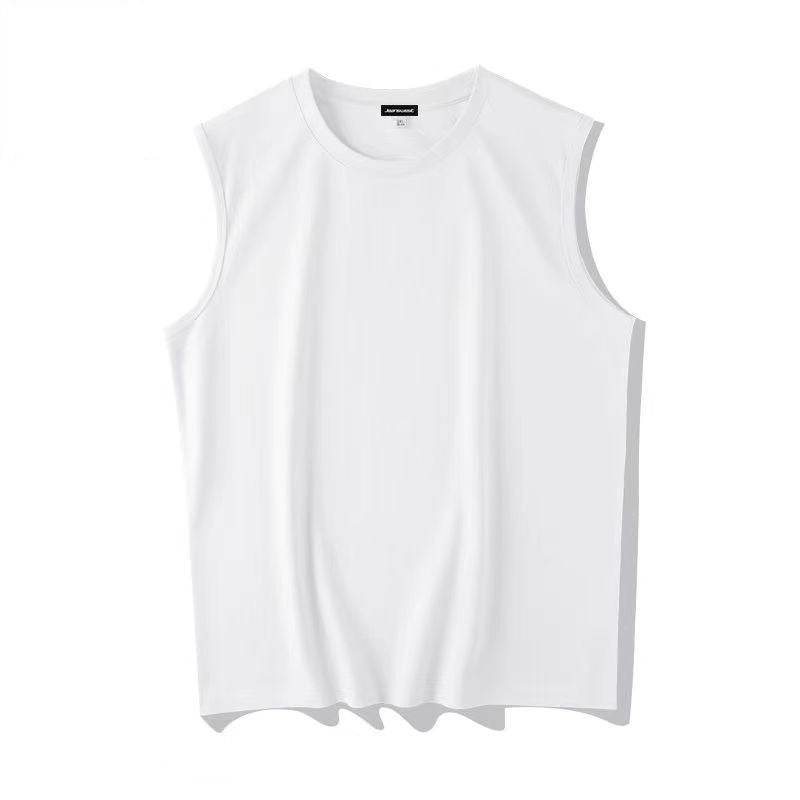White vest men's spring youth basic loose Hong Kong style sleeveless T-shirt plus size casual bottoming shirt - Price Value Store
