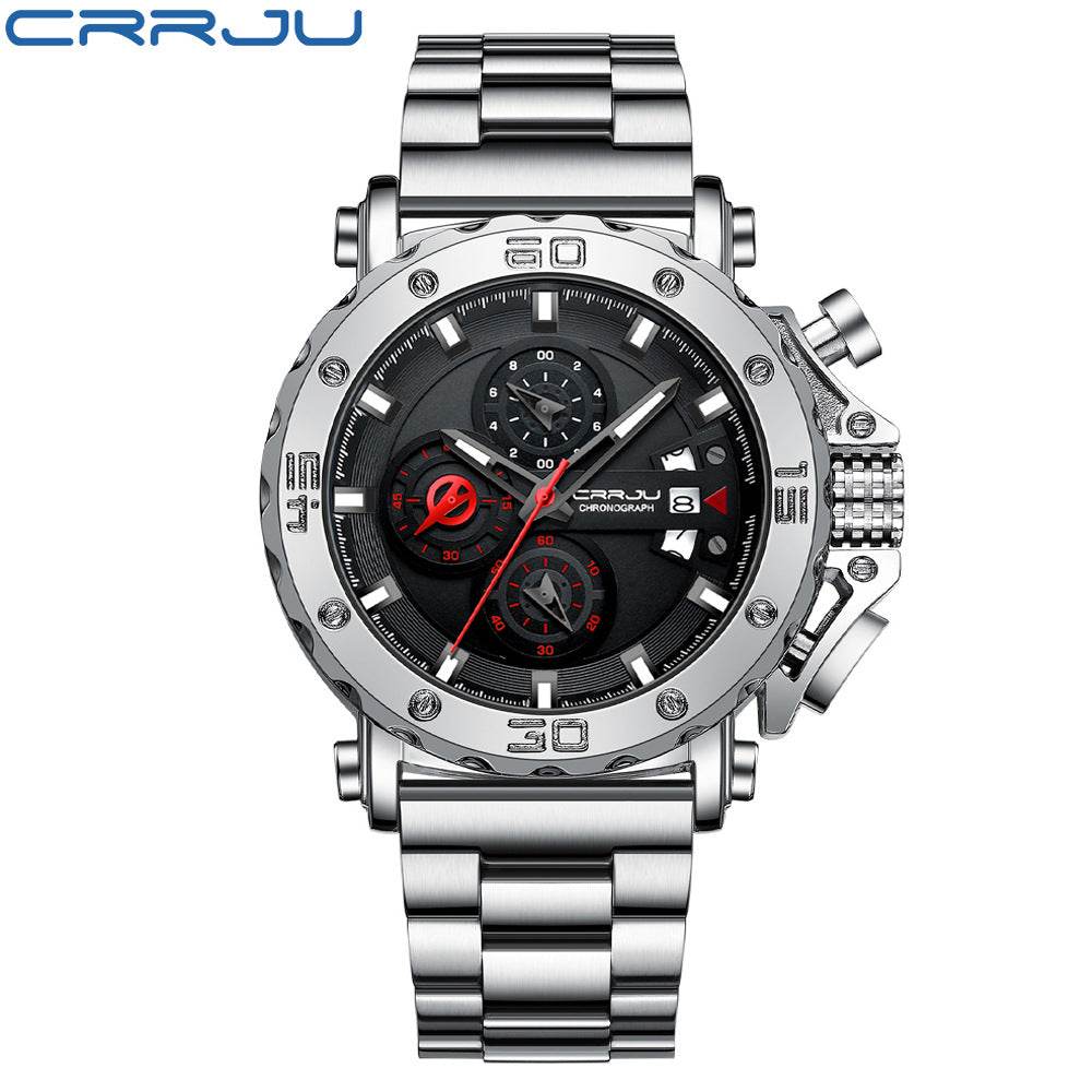 Men's Stainless Steel Quartz Watch with Oversized Dial - Price Value Store
