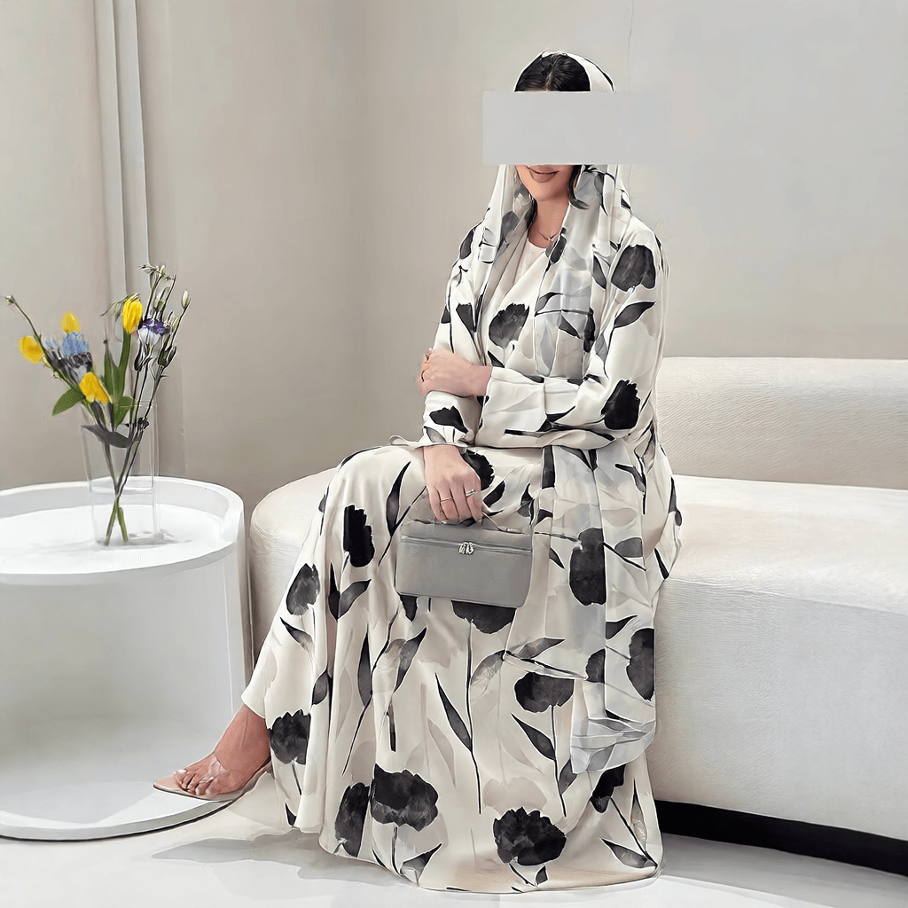 Long-sleeved printed robe with headscarf - Price Value Store