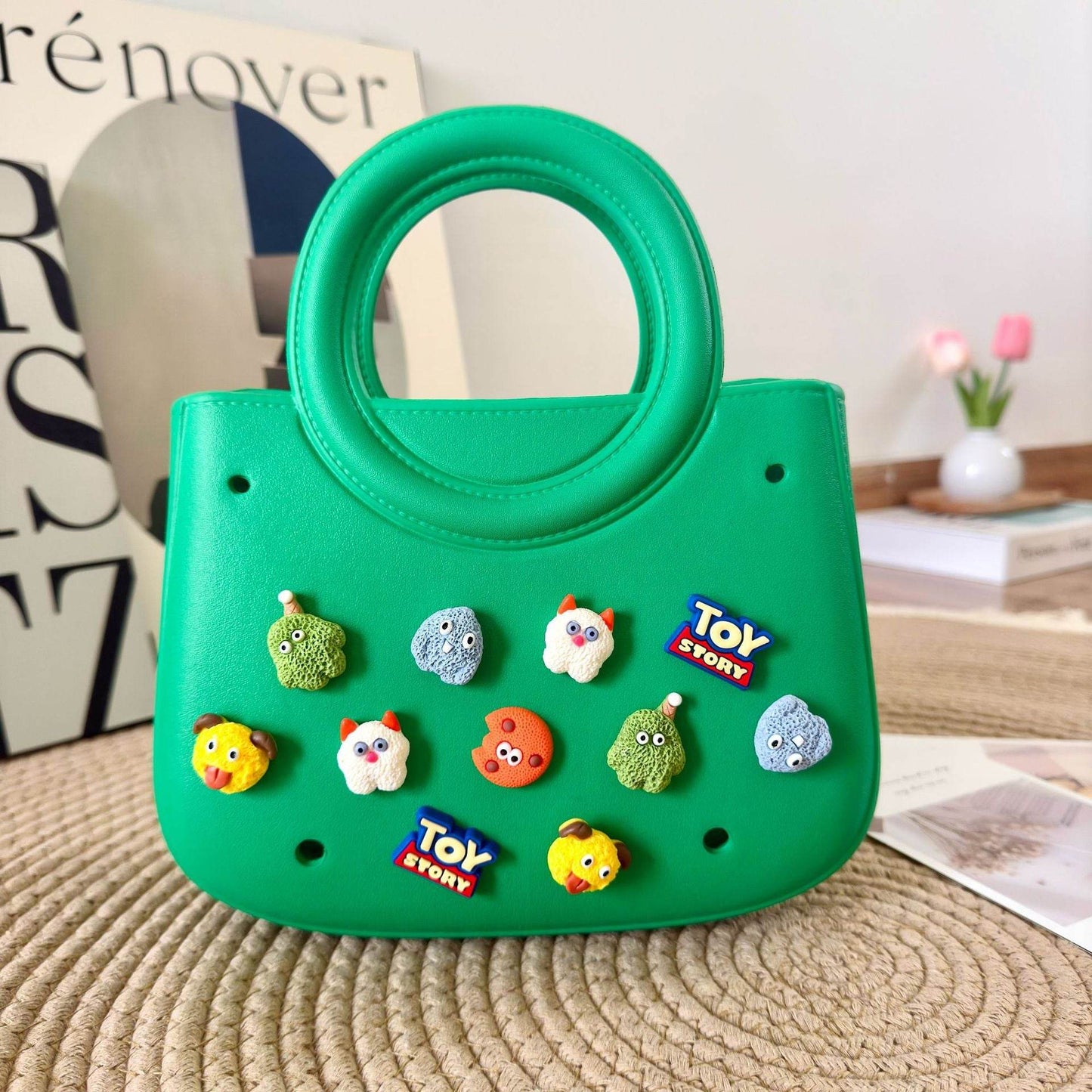 Mini EVA Beach Square Shell Handbag with DIY Hole Pattern - Price Value Store