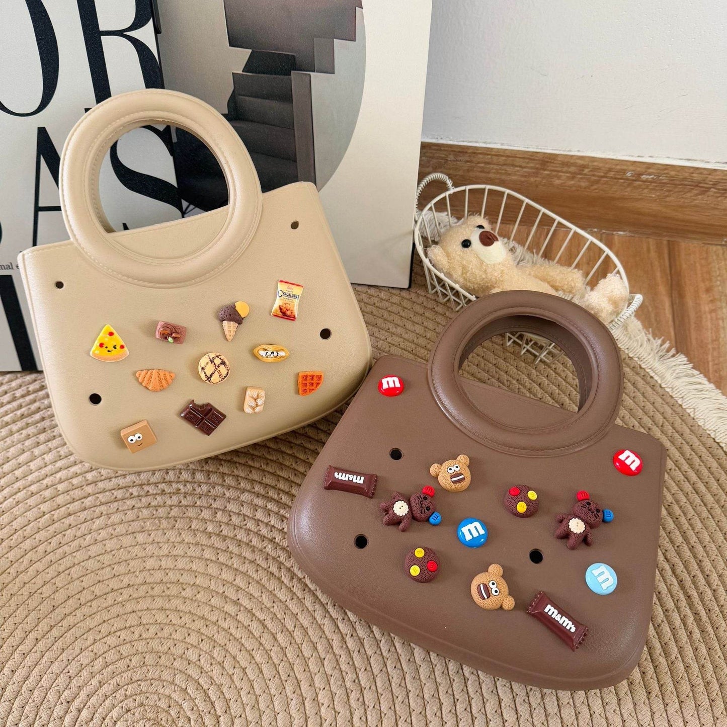 Mini EVA Beach Square Shell Handbag with DIY Hole Pattern - Price Value Store