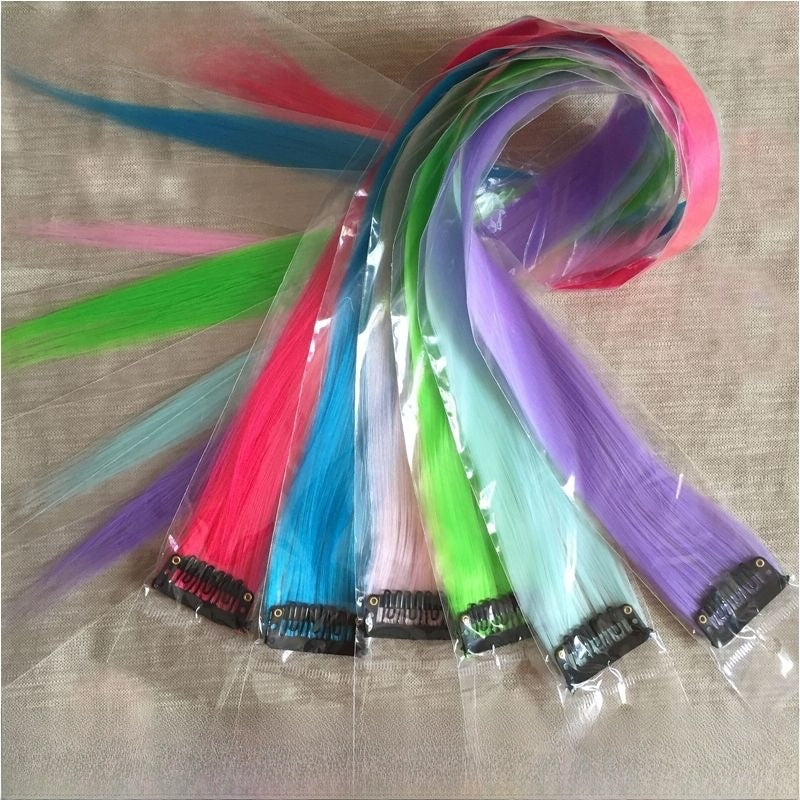 Colorful Hair Extension Piece High Temperature Silk