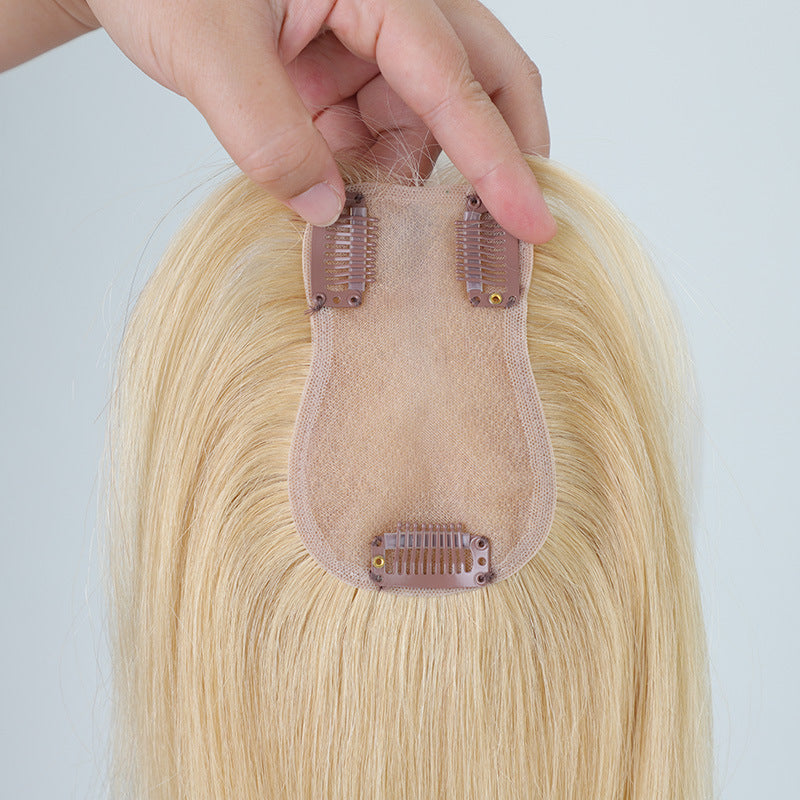 A golden wig with bangs for women
