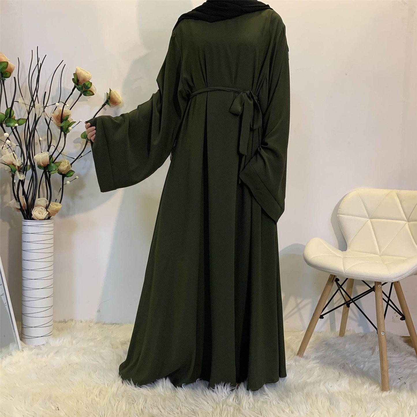 White large-size lace-up dress - Price Value Store