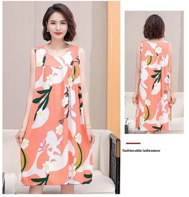 Women's Summer Sleeveless Cotton Silk Nightgown - Price Value Store