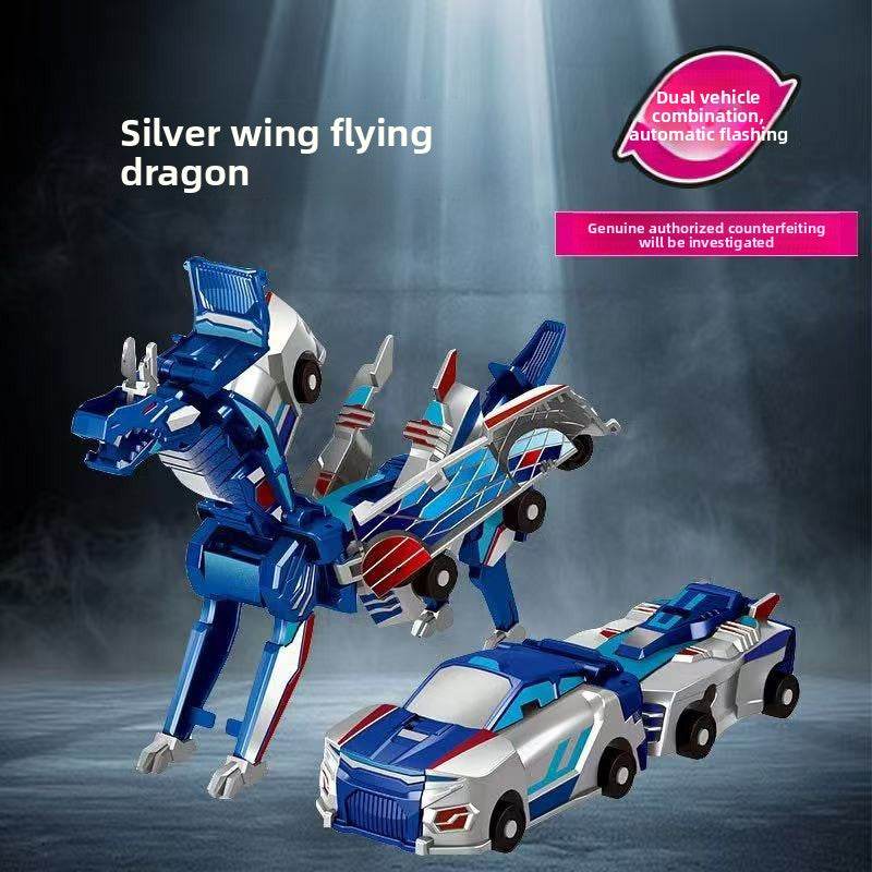 Silver-Winged Dragon Magnetic Transformable Toy Car - Price Value Store