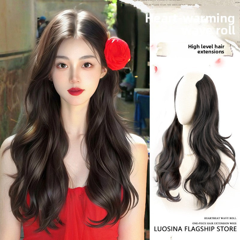 Women's V-Shaped Long Curly Invisible Hair Extension Patch