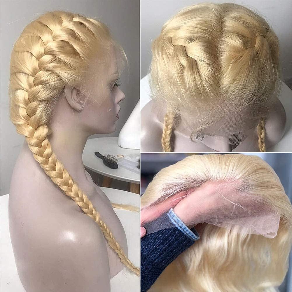 White Gold Human Hair Wig with Adjustable Length