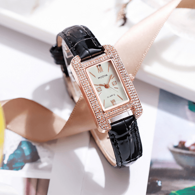 Elegant Diamond Green Dial Women's Watch with Quartz Movement - Price Value Store