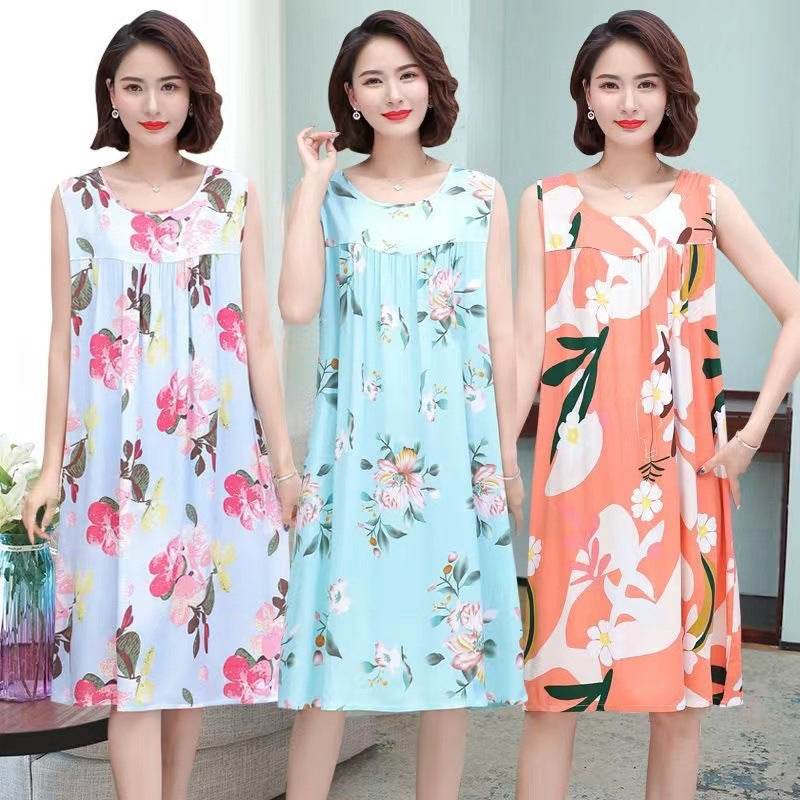 Women's Summer Sleeveless Cotton Silk Nightgown - Price Value Store