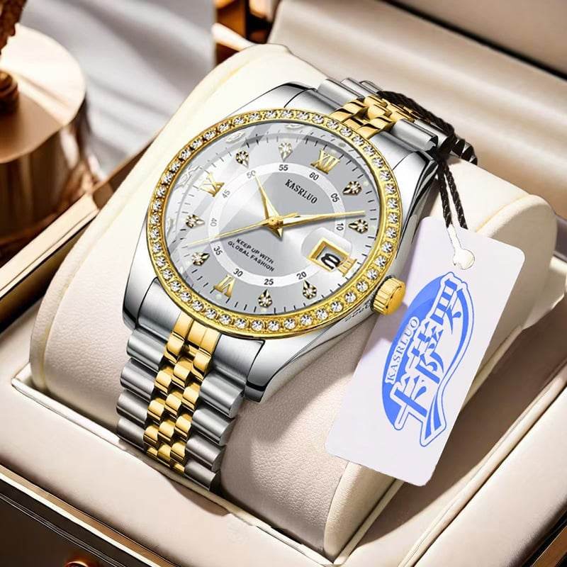 2025 New Roman Numerals Diamond Calendar Steel Band Watch Luminous Waterproof High Color Value Watch Cross-border Hot Sale - Price Value Store