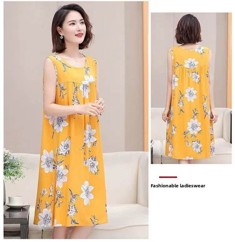 Women's Summer Sleeveless Cotton Silk Nightgown - Price Value Store