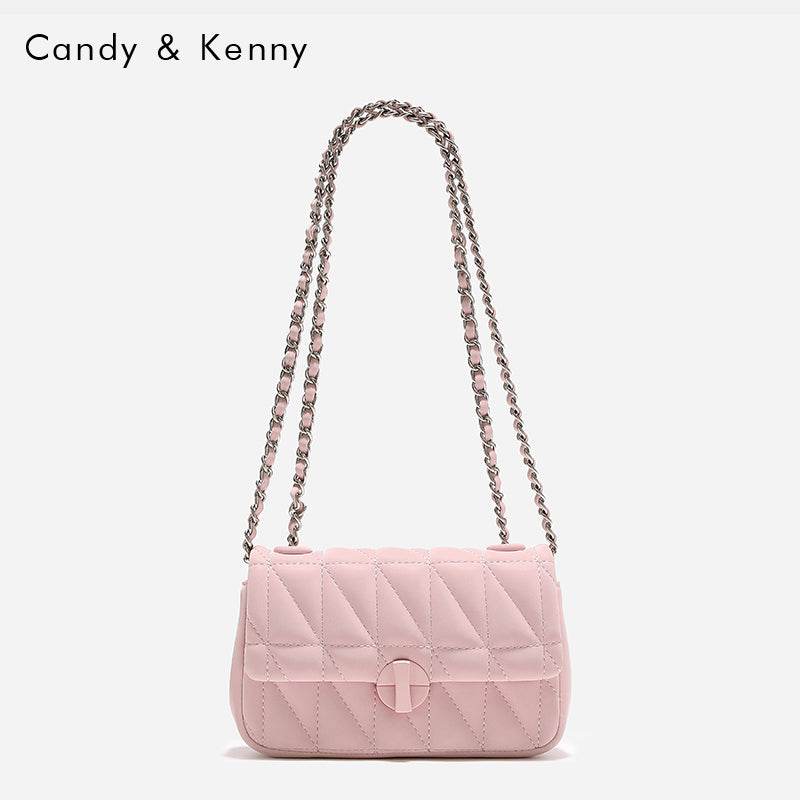 Pink checkered chain crossbody bag - Price Value Store