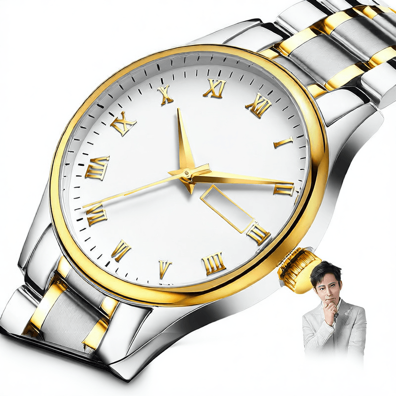 Stainless Steel Waterproof Business Quartz Watch with Calendar - Price Value Store