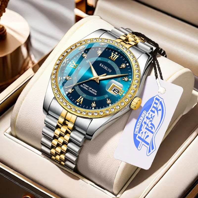 2025 New Roman Numerals Diamond Calendar Steel Band Watch Luminous Waterproof High Color Value Watch Cross-border Hot Sale - Price Value Store