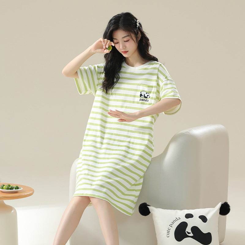 Women's Cotton Antibacterial Summer Nightgown, Cute Cartoon Sleepwear, Sizes M-4XL - Price Value Store