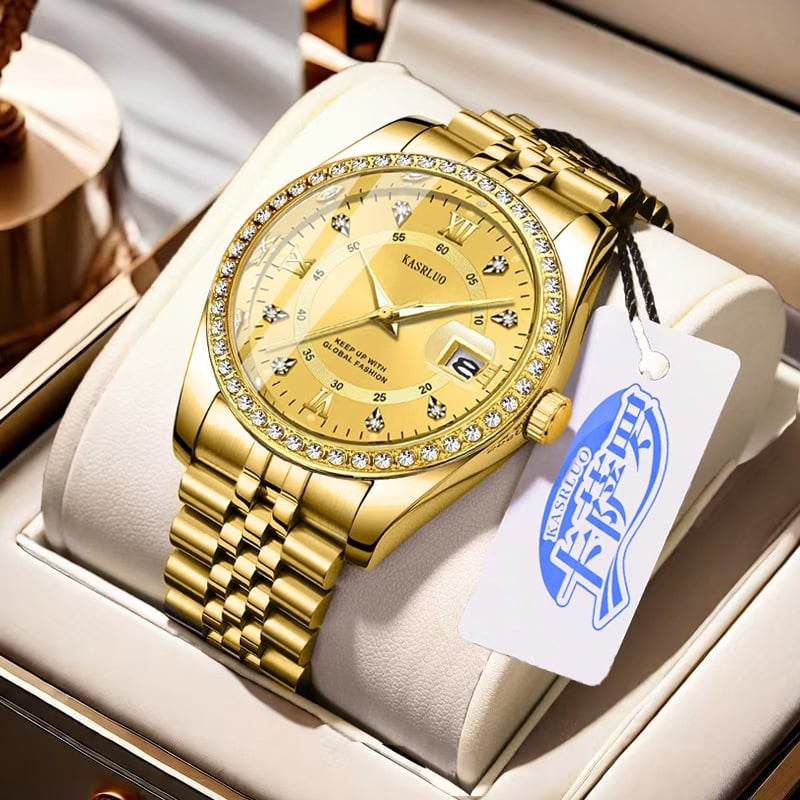 2025 New Roman Numerals Diamond Calendar Steel Band Watch Luminous Waterproof High Color Value Watch Cross-border Hot Sale - Price Value Store