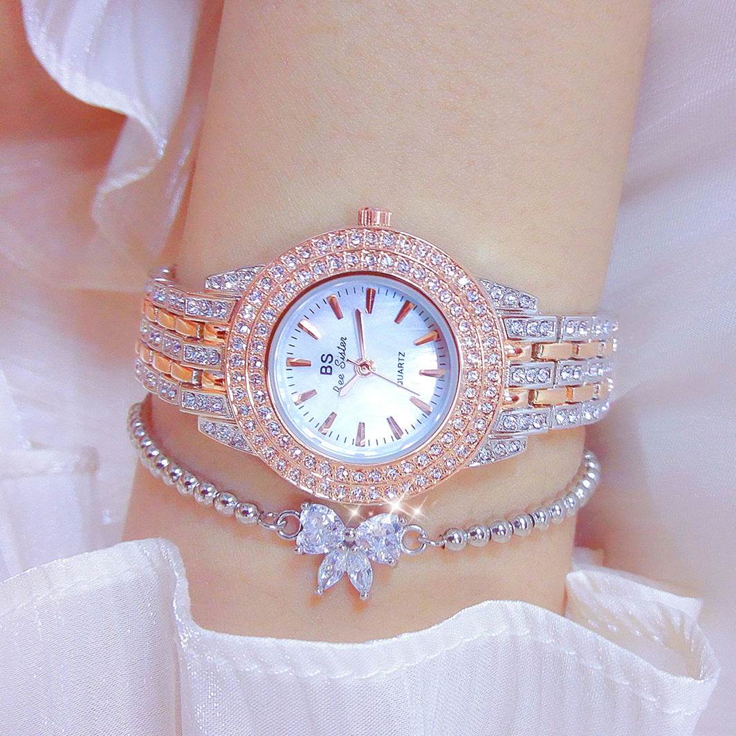 Luxury Diamond Women's Watch with Mother-of-Pearl Dial - Price Value Store