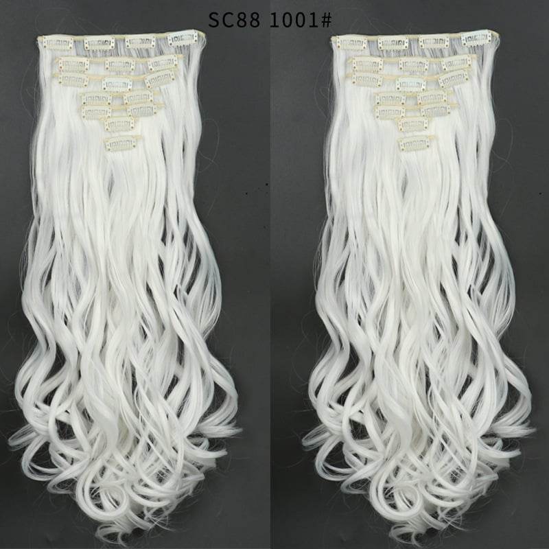 Seven Piece Wig Piece 16 Card Women Chemical Fibre High Temperature Silk Wig Long Curly Hair - Price Value Store