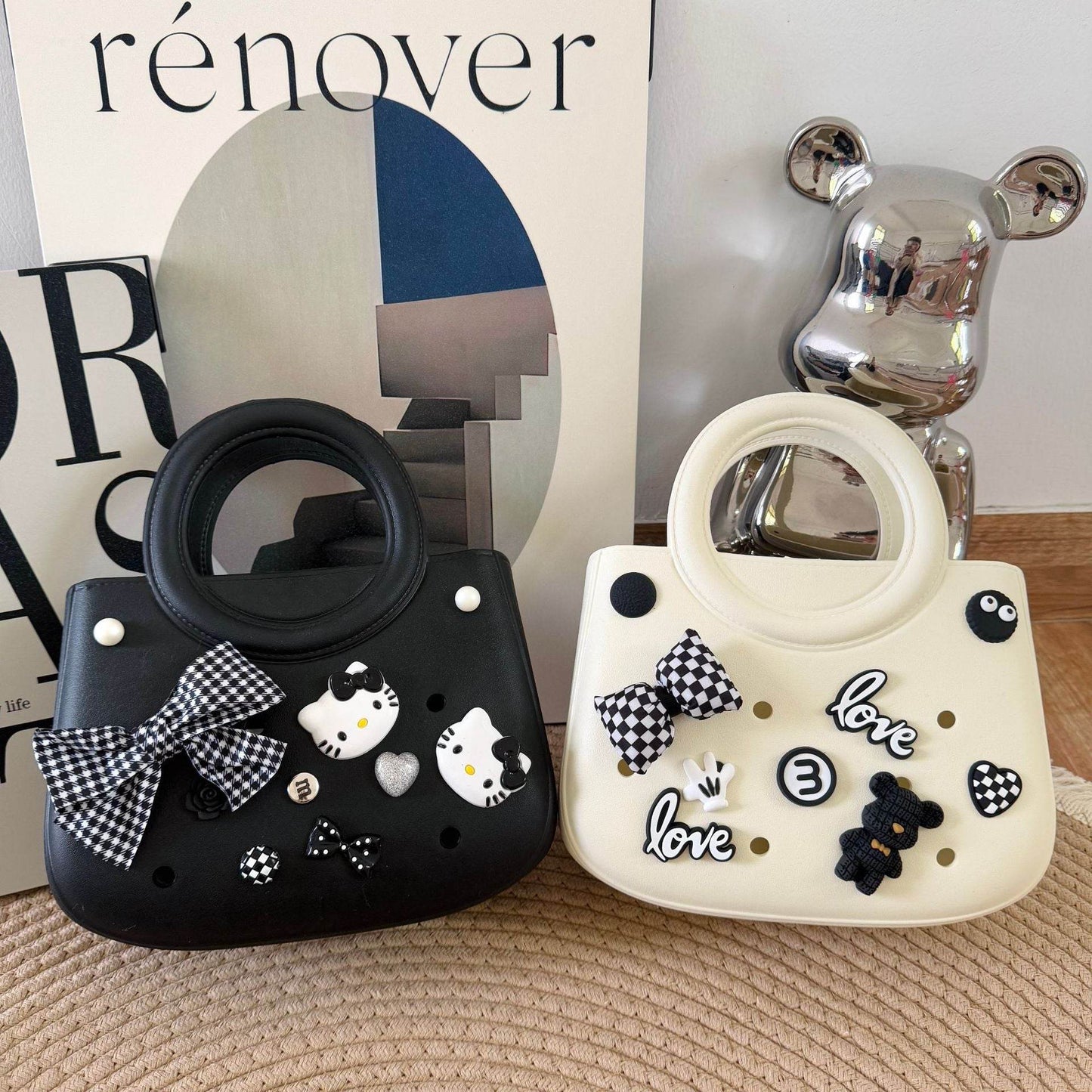 Mini EVA Beach Square Shell Handbag with DIY Hole Pattern - Price Value Store