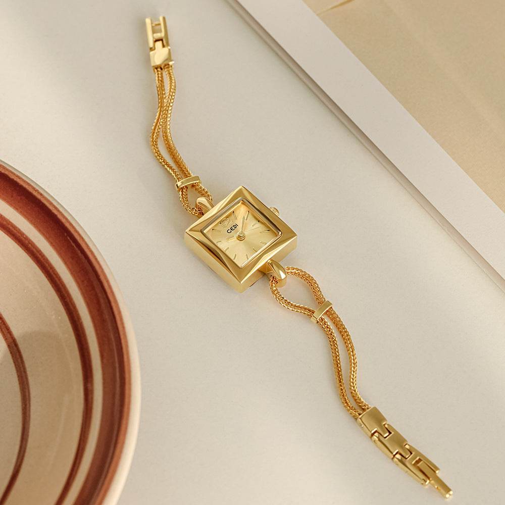 gedi vintage small sugar Cube Ladies' simple and elegant bracelet watch - Price Value Store