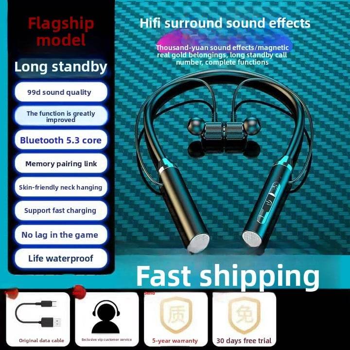 Neckband Bluetooth Headset with Noise Cancellation, Waterproof, Long Battery Life - Price Value Store