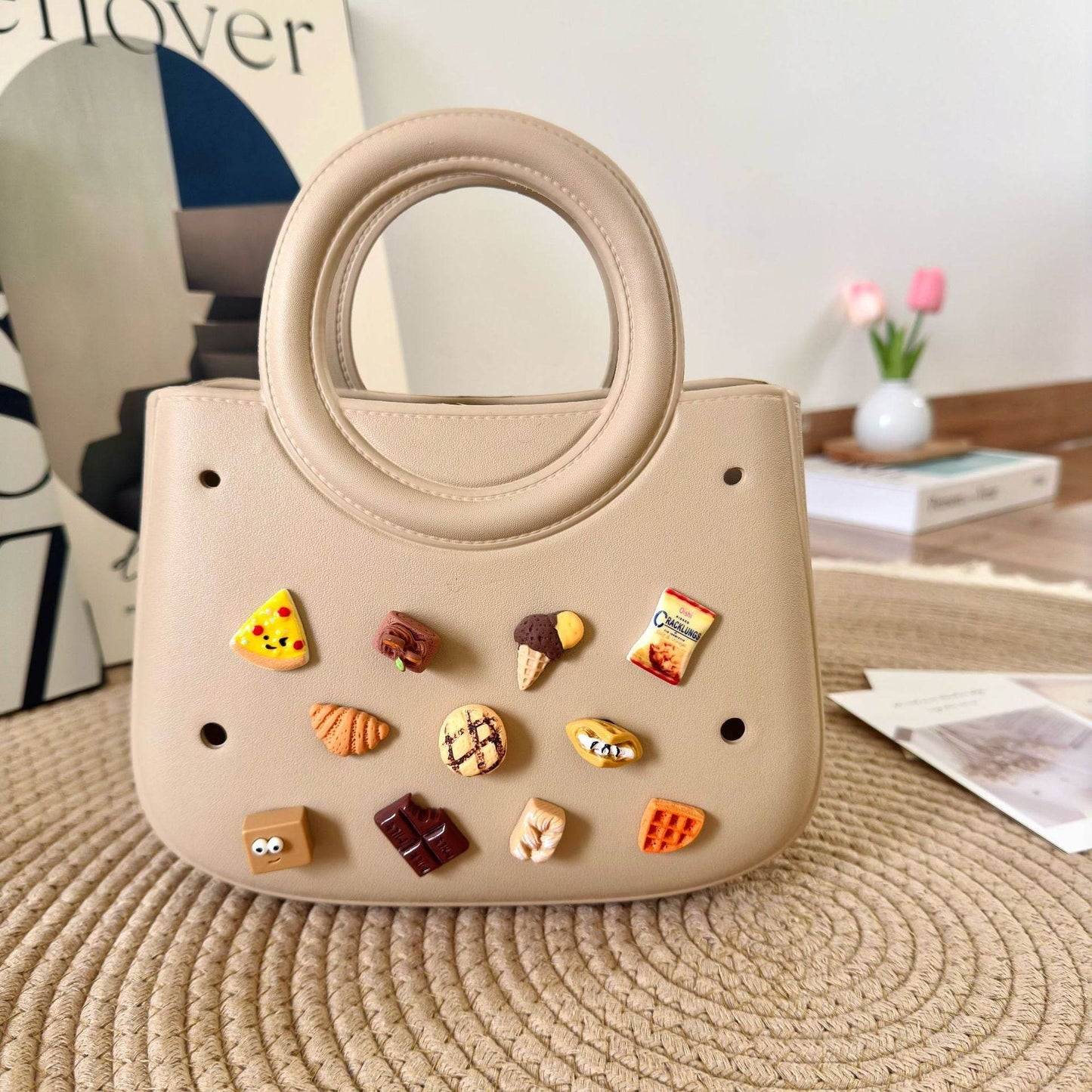 Mini EVA Beach Square Shell Handbag with DIY Hole Pattern - Price Value Store