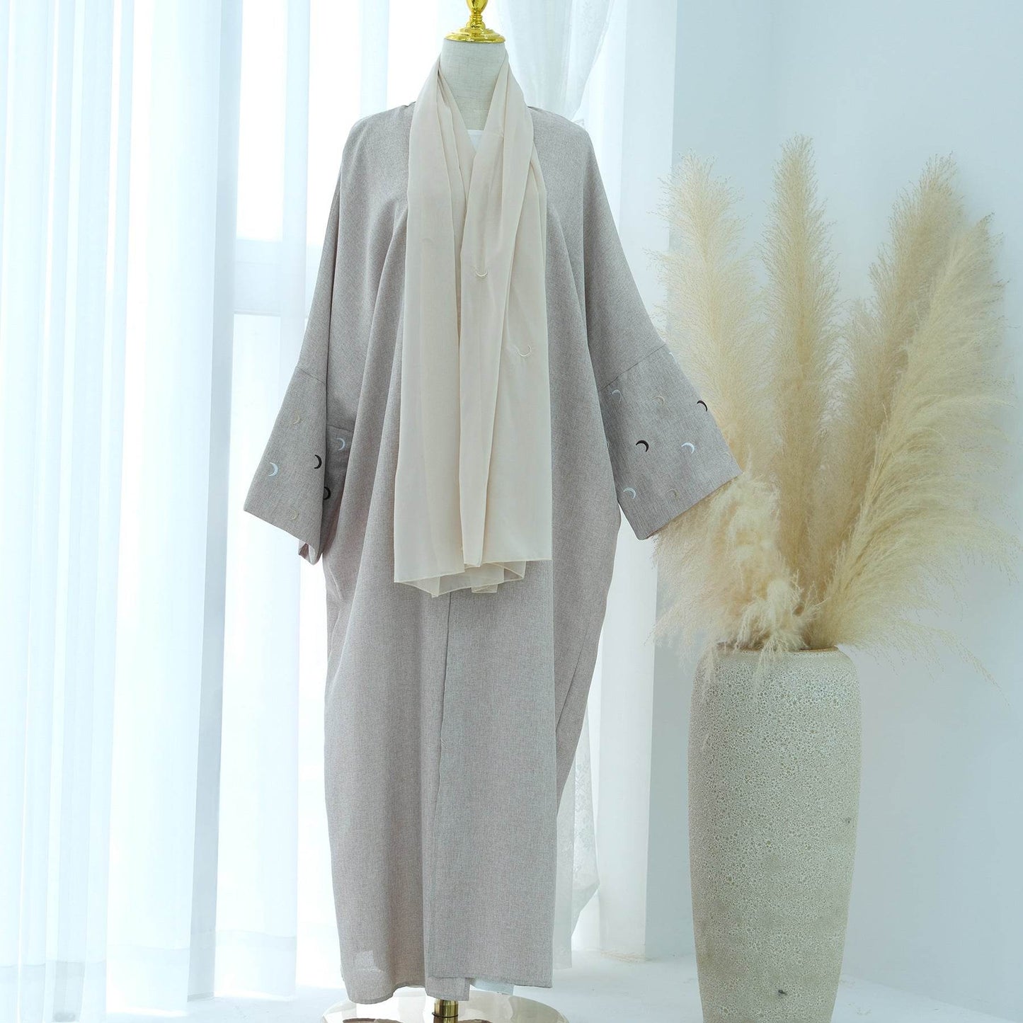 Embroidered elegant cardigan robe - Price Value Store