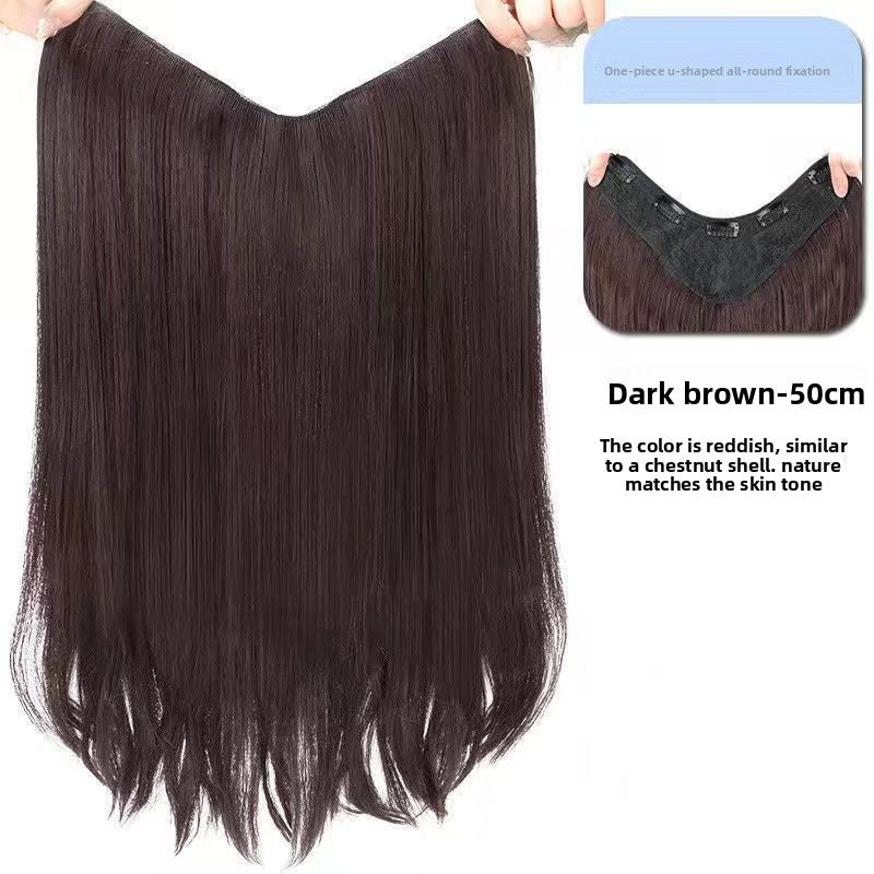 Women's V-Shaped Long Curly Invisible Hair Extension Patch