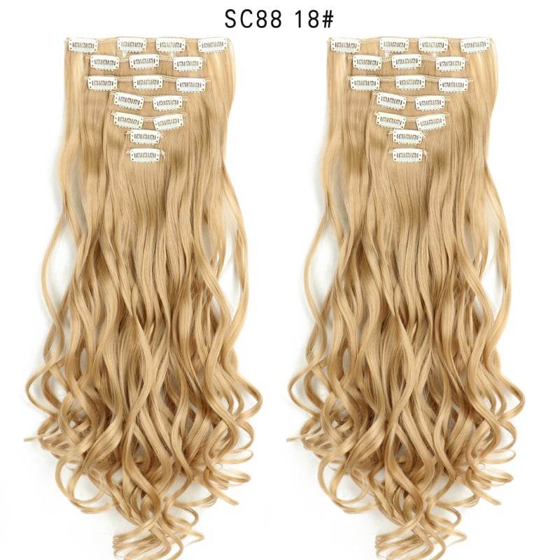 Seven Piece Wig Piece 16 Card Women Chemical Fibre High Temperature Silk Wig Long Curly Hair - Price Value Store