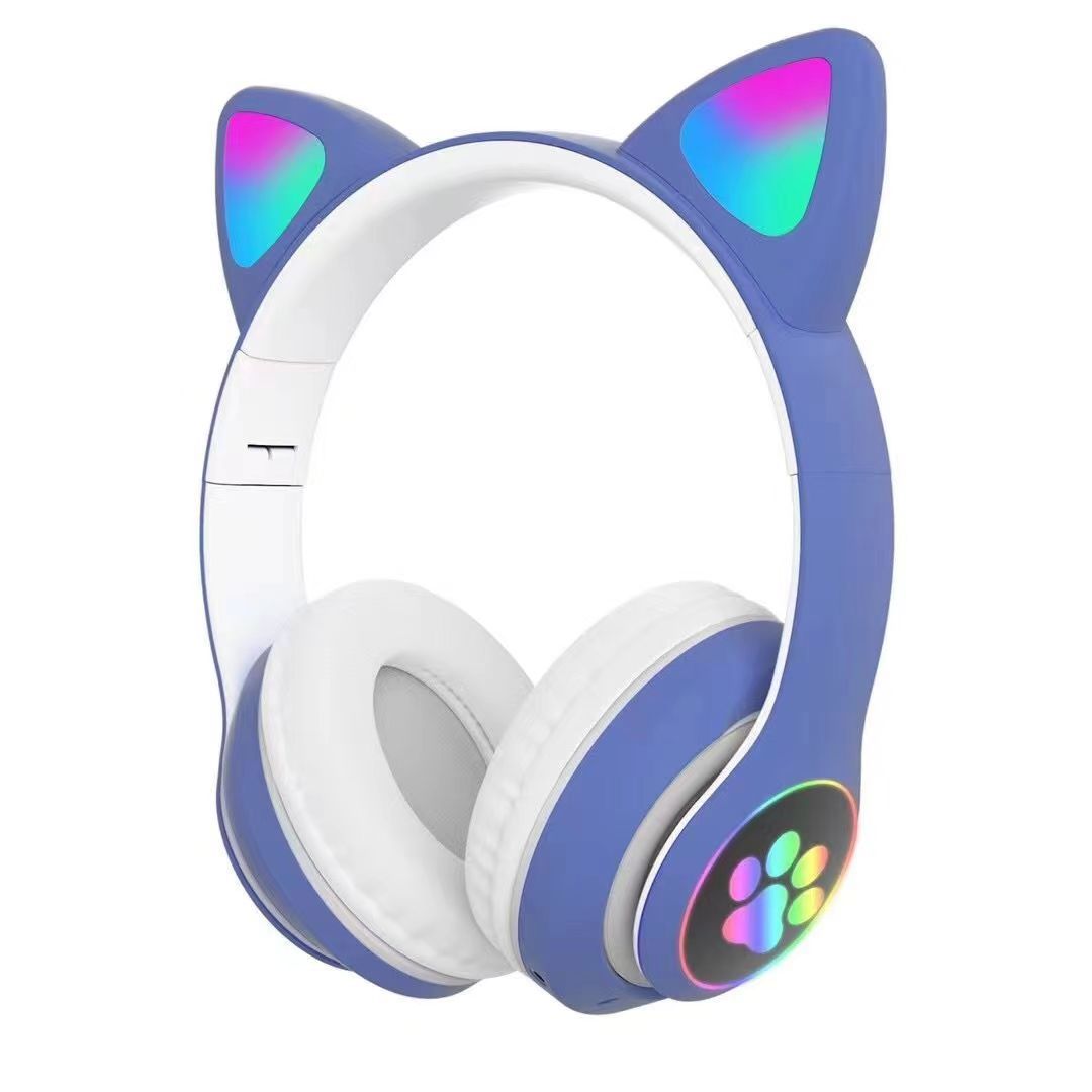 Cat Ear Bluetooth Headset with Luminous Foldable Design