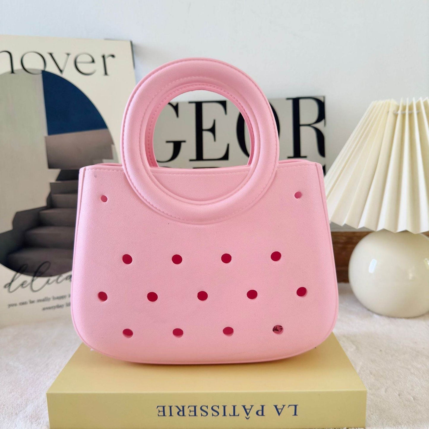 Mini EVA Beach Square Shell Handbag with DIY Hole Pattern - Price Value Store