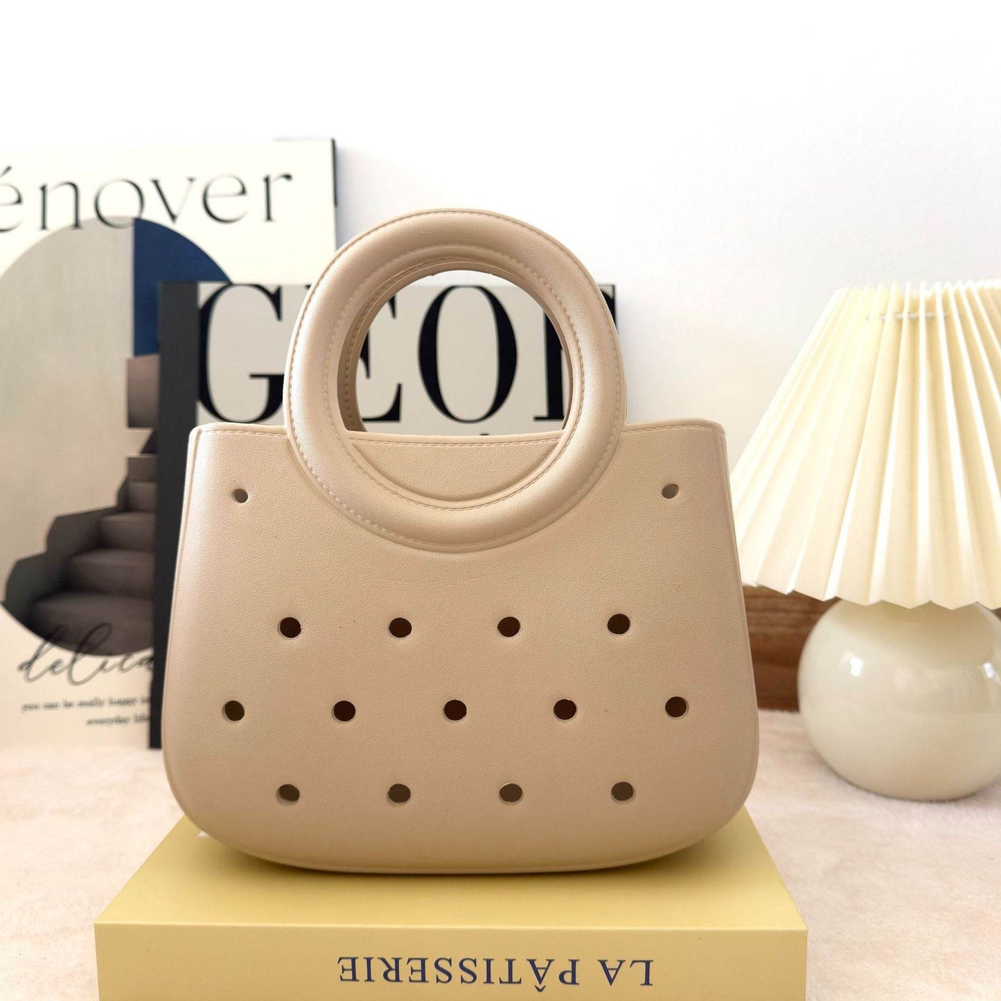 Mini EVA Beach Square Shell Handbag with DIY Hole Pattern - Price Value Store