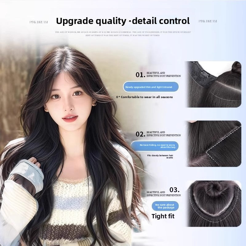 Women's V-Shaped Long Curly Invisible Hair Extension Patch