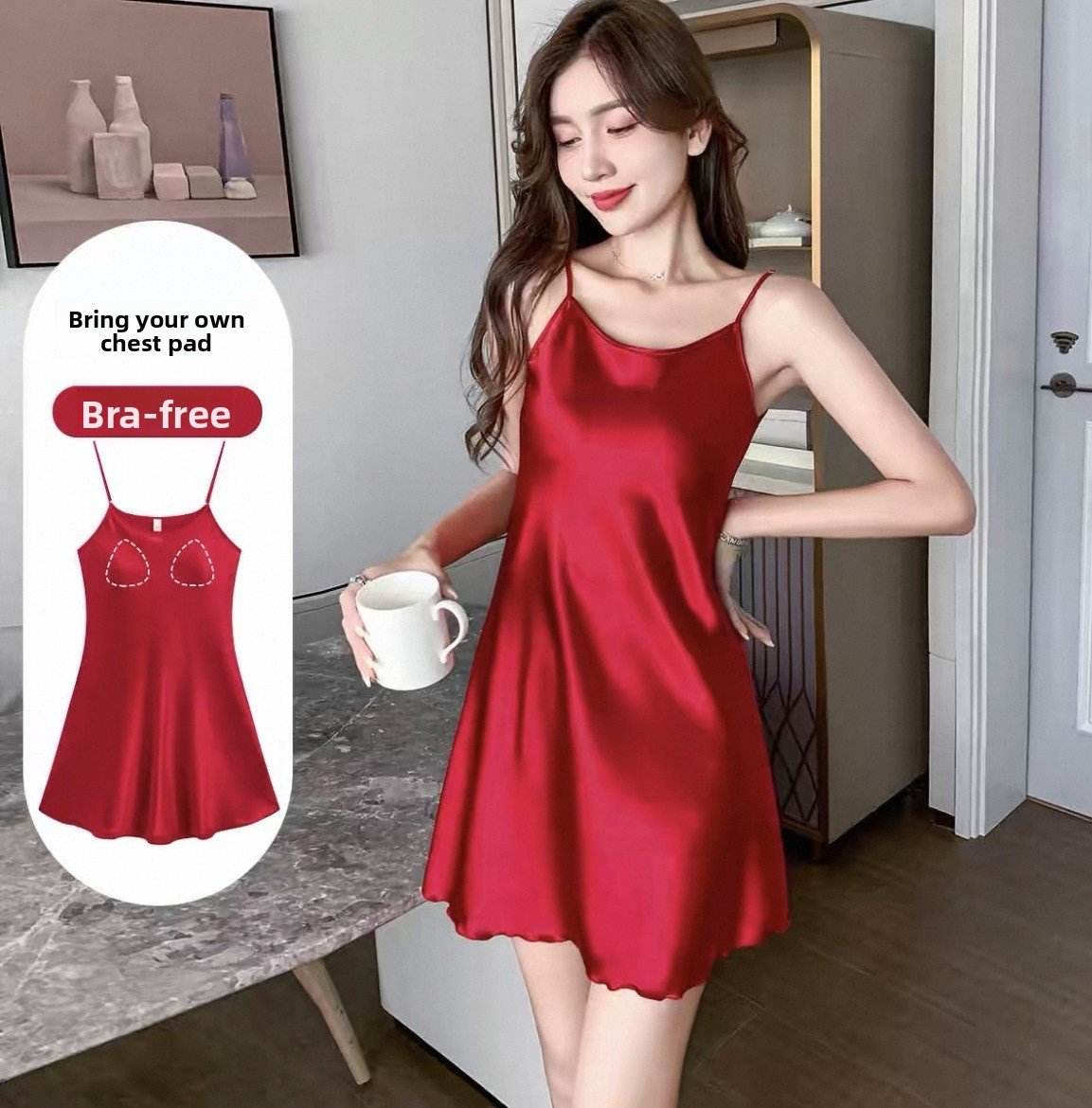 Women's Ice Silk Sling Pajama Dress - Price Value Store