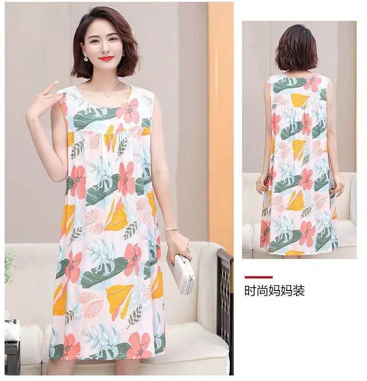 Women's Summer Sleeveless Cotton Silk Nightgown - Price Value Store