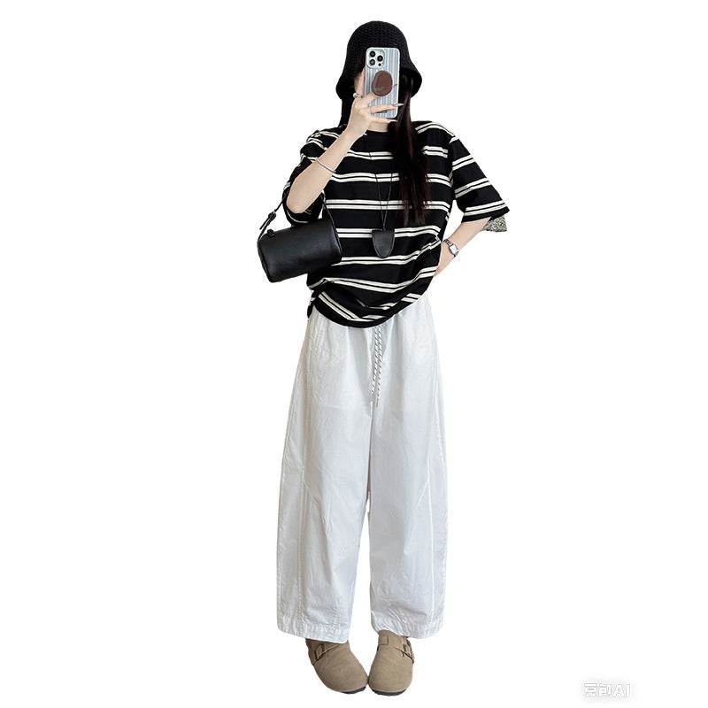 Women's High Waist Slim-fit Cropped Wide Leg Casual Pants - Price Value Store