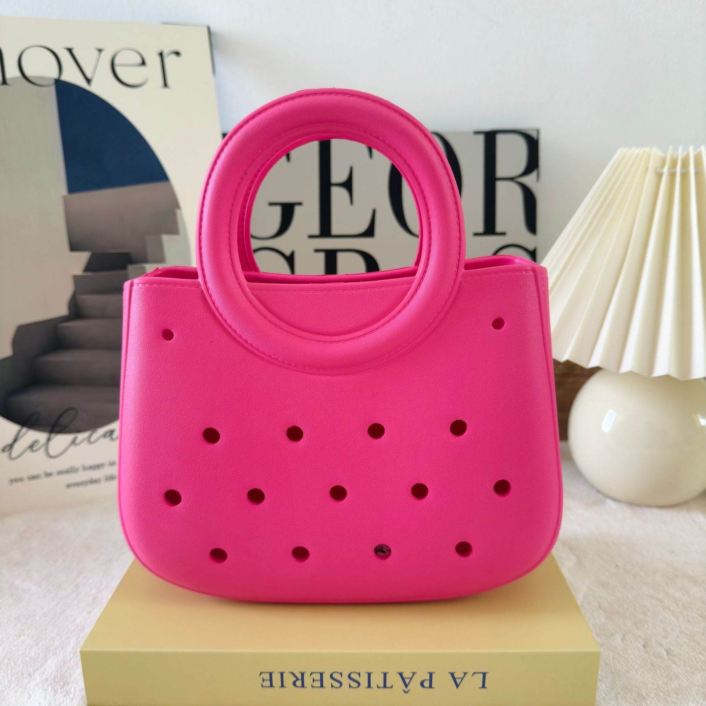 Mini EVA Beach Square Shell Handbag with DIY Hole Pattern - Price Value Store