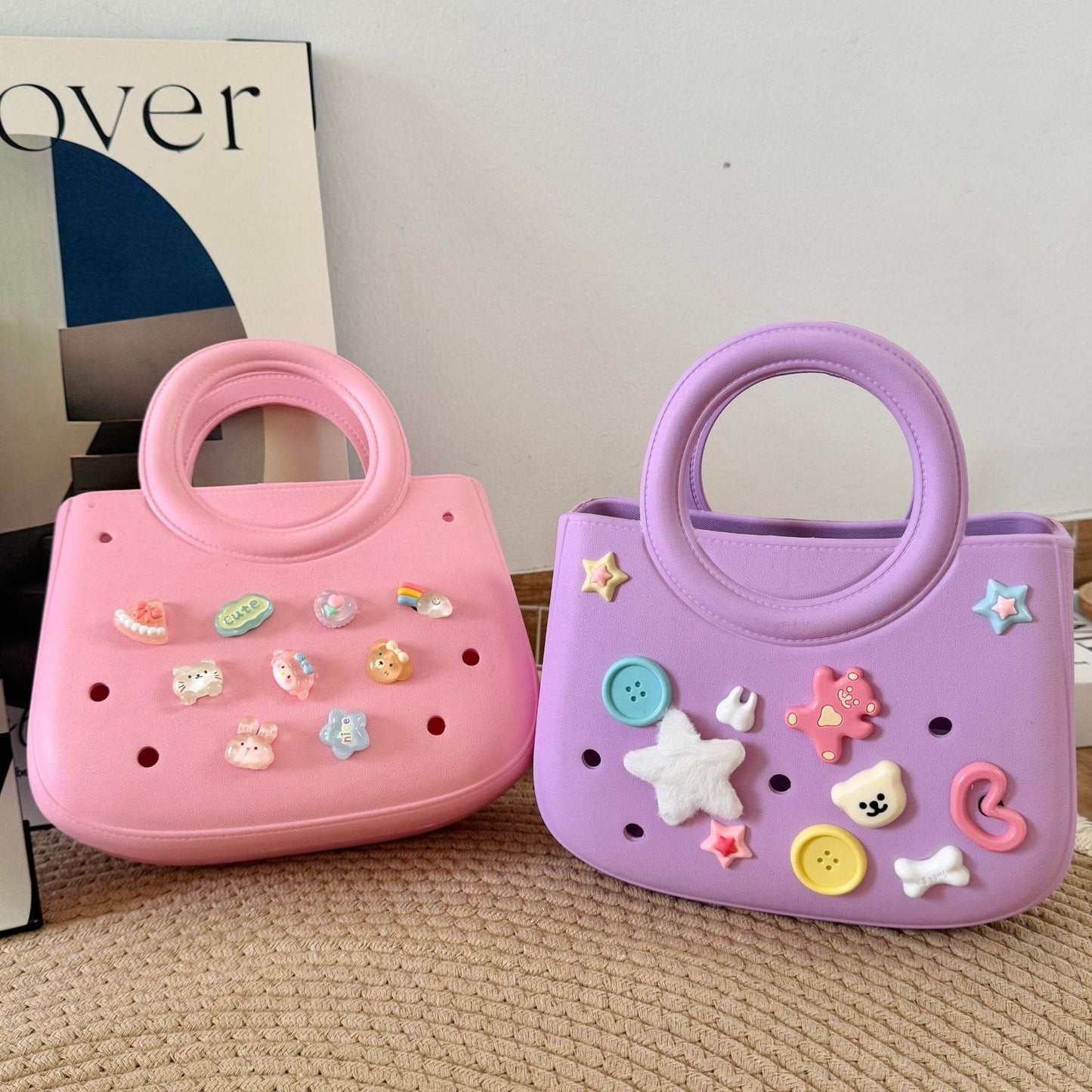 Mini EVA Beach Square Shell Handbag with DIY Hole Pattern - Price Value Store